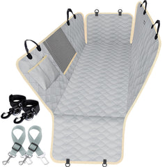 Lassie dog car seat cover hammock with side flaps protects doors during travel.