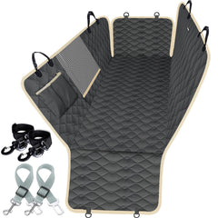 Lassie dog car seat cover hammock with side flaps shields doors from scratches during trips.