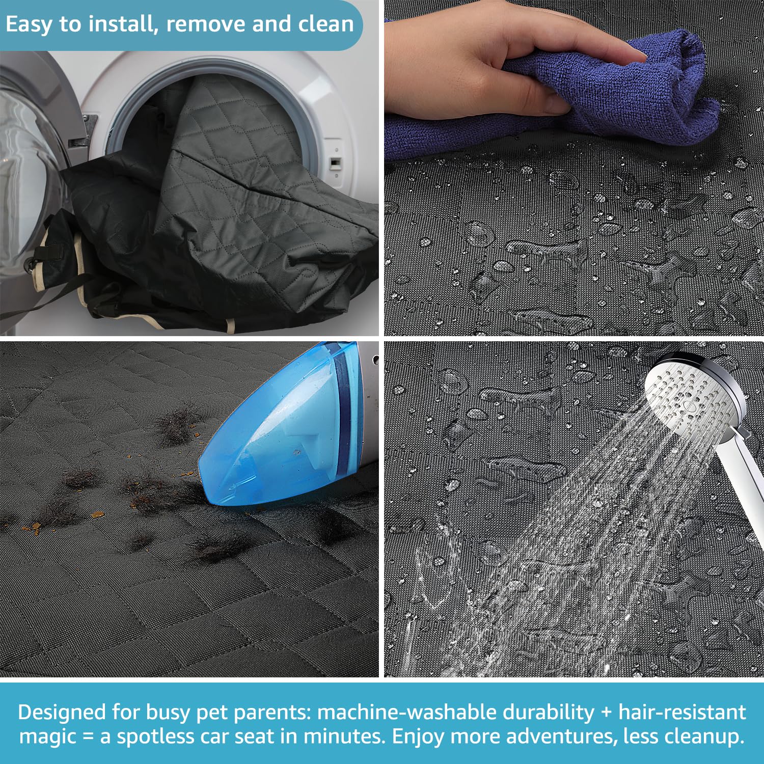 Lassie easy to install and machine-washable for quick cleanup.