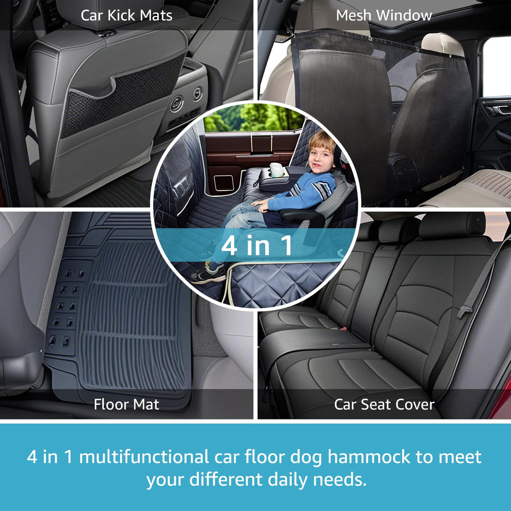 Lassie waterproof backseat cover designed with two-layer polyester to block mud and hair.