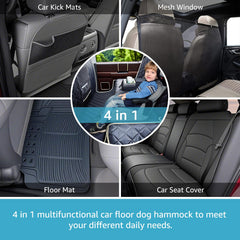 Lassie waterproof backseat cover designed with two-layer polyester to block mud and hair.