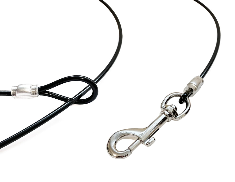 LAST LEASH Training Tie Down 6ft in-dog crate-use demonstrates portable tethering.