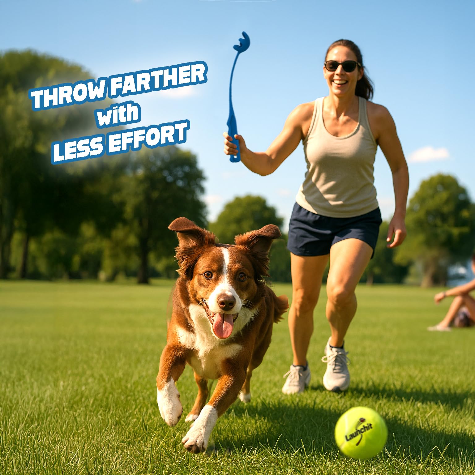 Launchit ball launcher includes 2.5-inch ball for quick-start fetch.