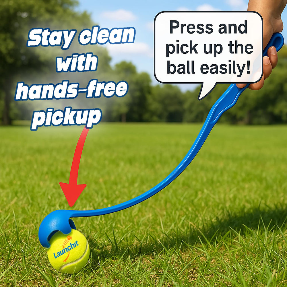 Launchit hands-free pickup design reduces bending and mess.