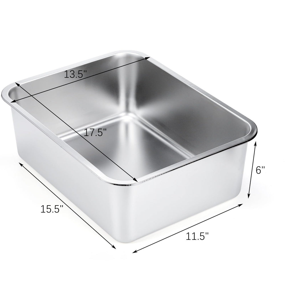 Lawei metal litter box with raised sides preventing spills during jumps and kicks.