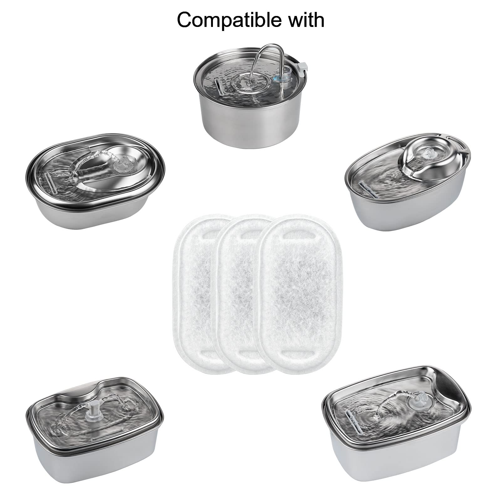 Lawfery Bento fountain setup image shows easy filter replacement for pets.