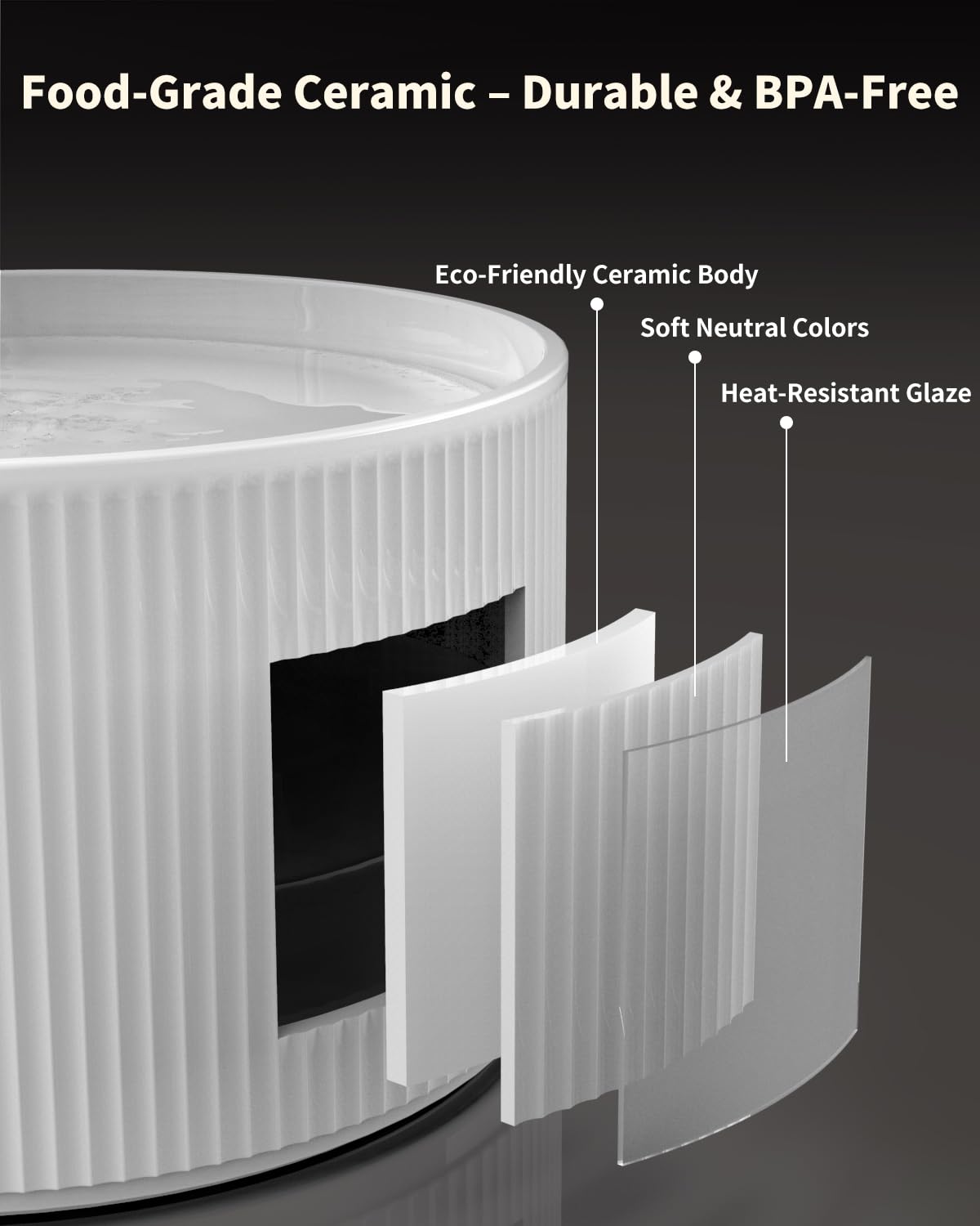 Lawfery BPA-free ceramic construction ensures safe, stylish hydration.