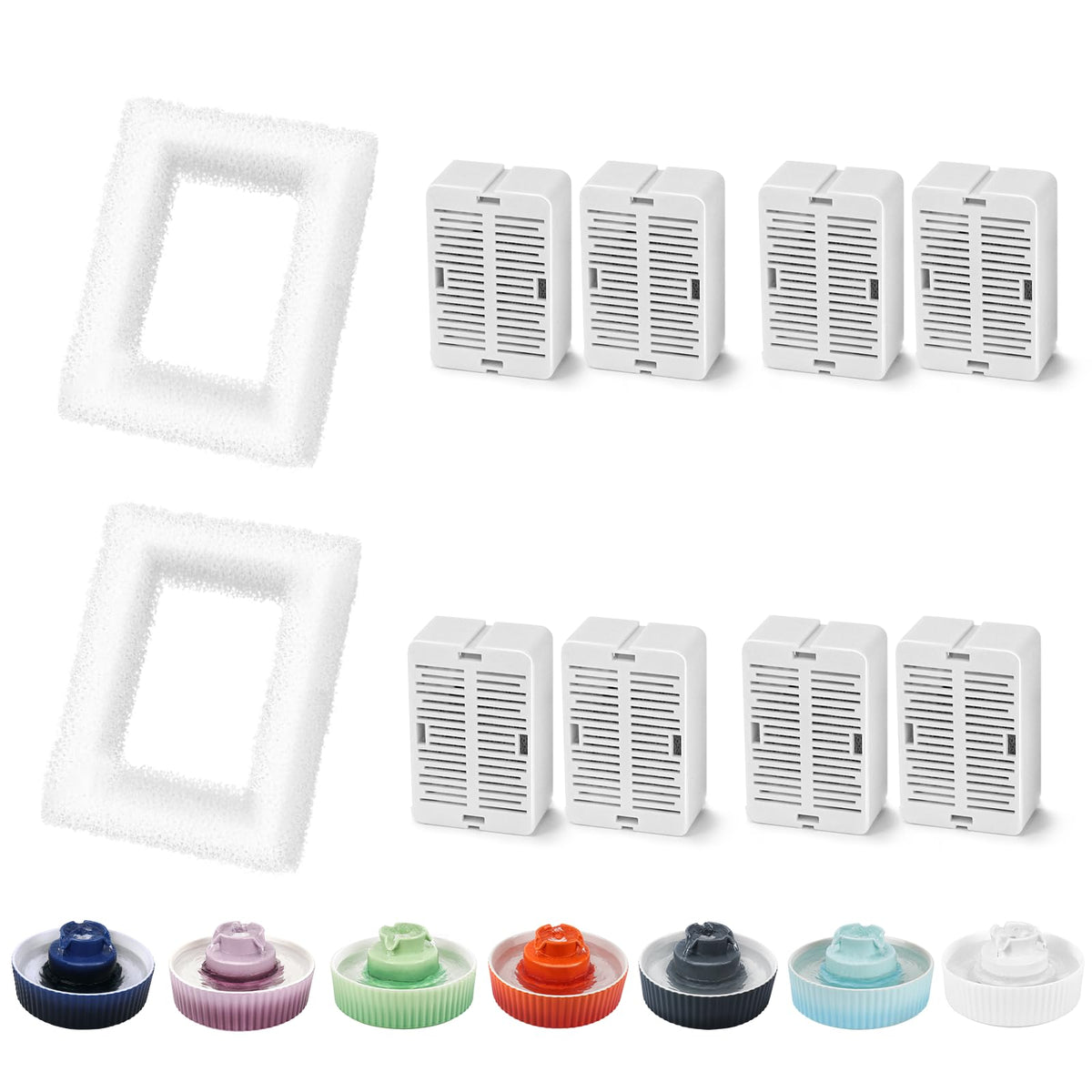 Lawfery carbon-filter close-up shows dirt and particle removal for cleaner cat fountain water.