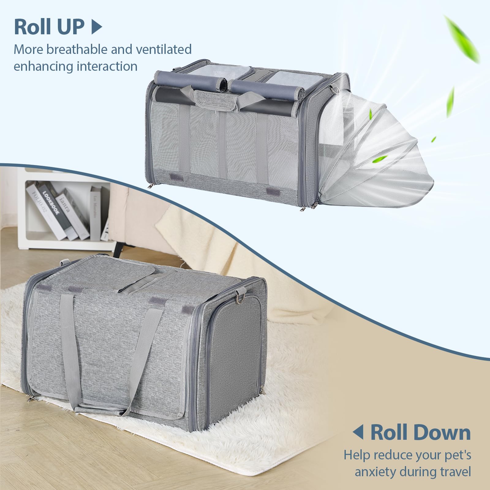 Lawfery cat carrier machine washable pad simplifies cleanup after travel.