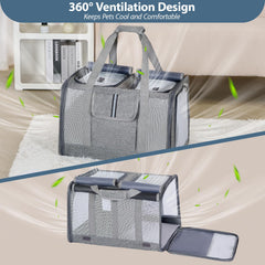 Lawfery cat carrier multi-entry design offers easy loading from top and sides.