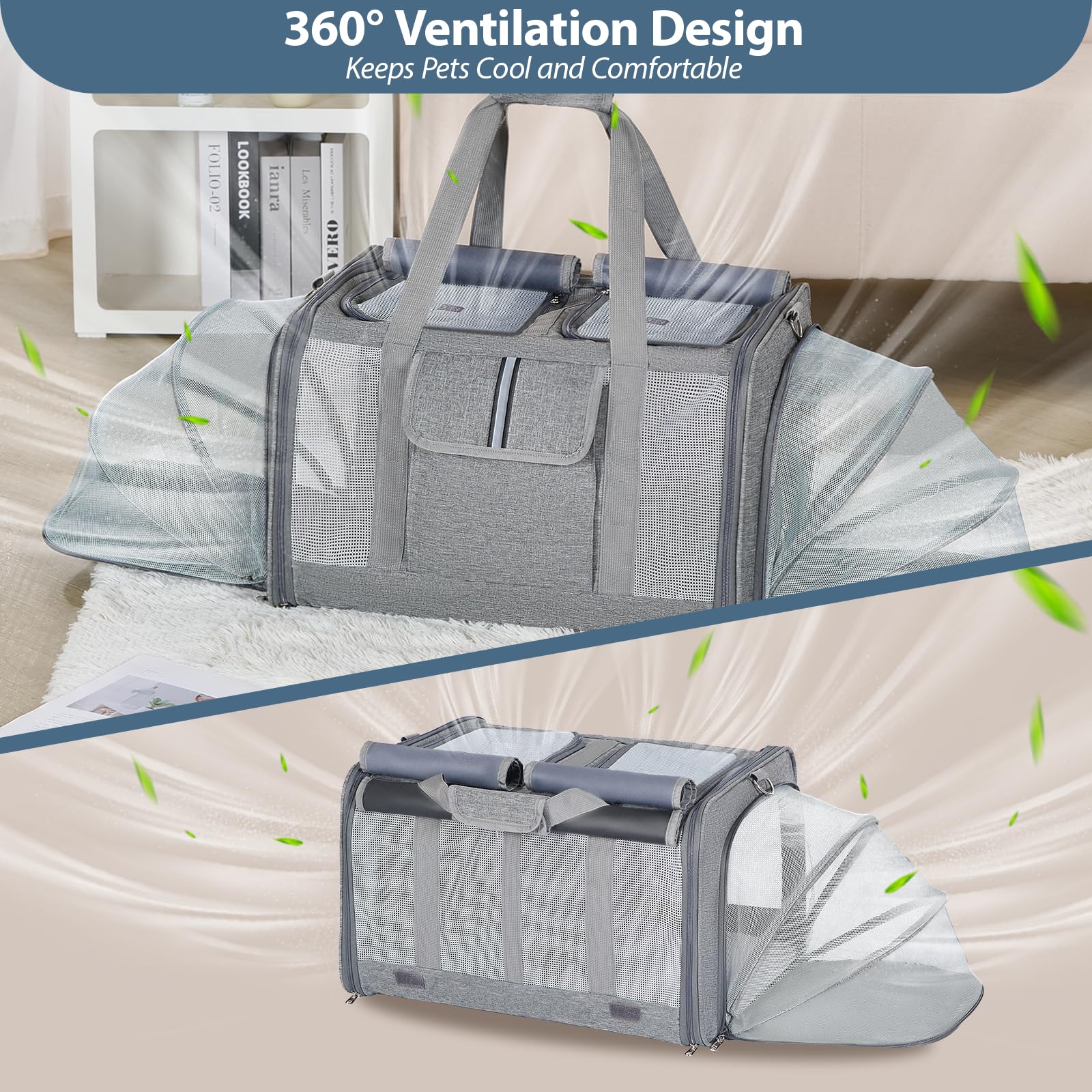 Lawfery cat carrier privacy curtains offer calm privacy during transit.
