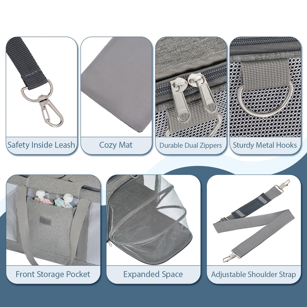 Lawfery cat carrier reinforced structure with durable 300D Oxford fabric.