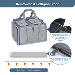 Lawfery cat carrier removable divider adapts to one or two pets for flexible trips.