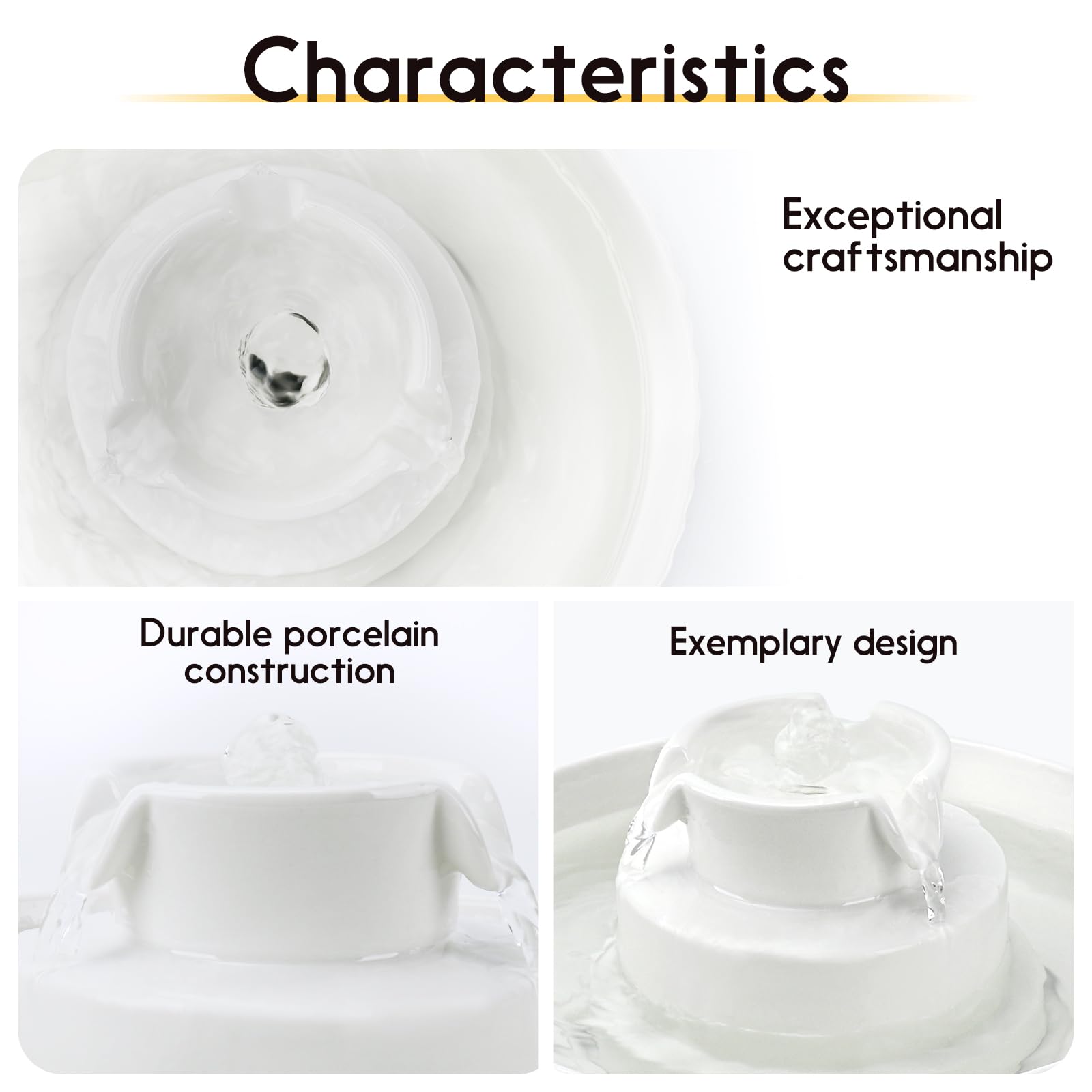 Lawfery Ceramic Fountain 360-degree drinking area for easy access.