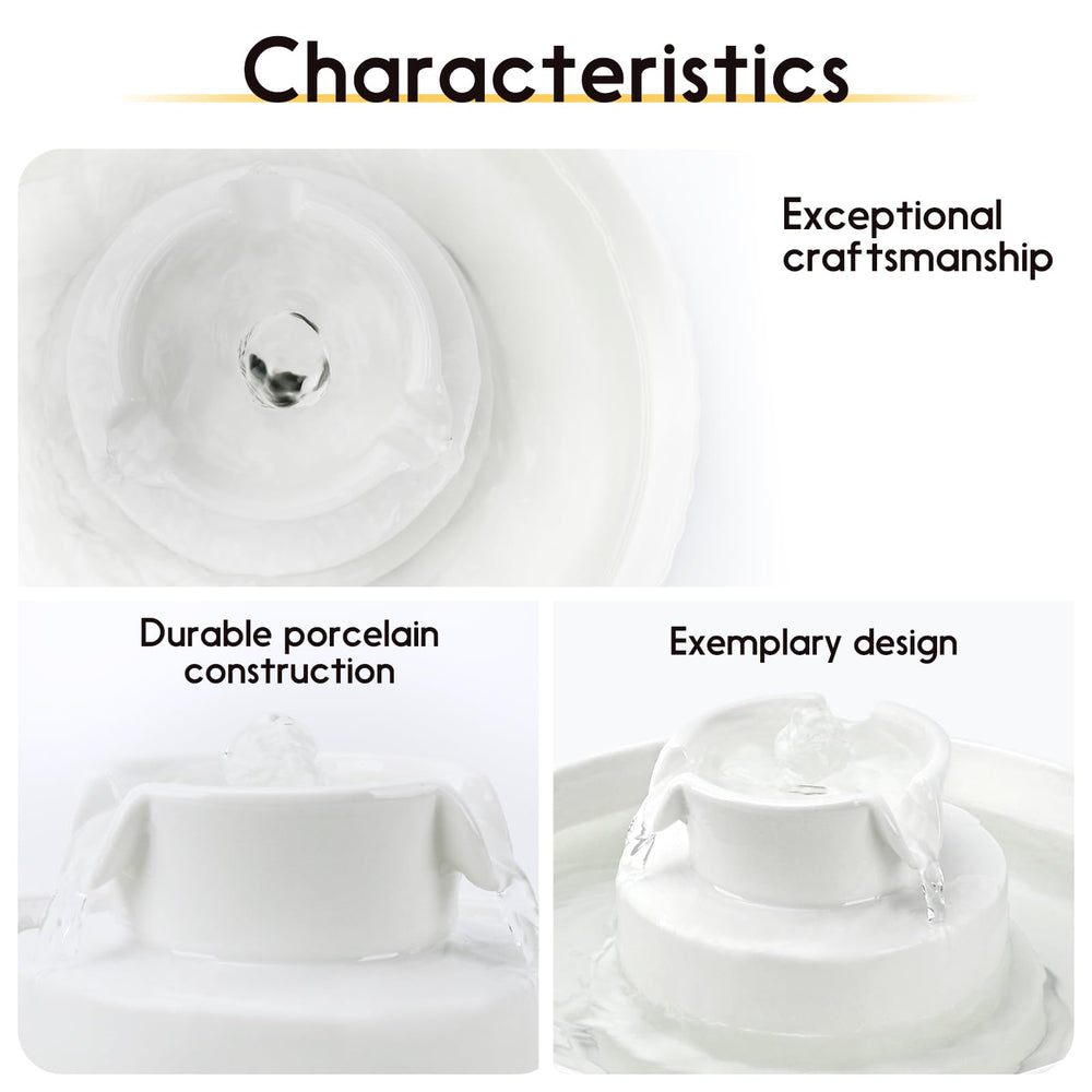 Lawfery Ceramic Fountain 360-degree drinking area for easy access.