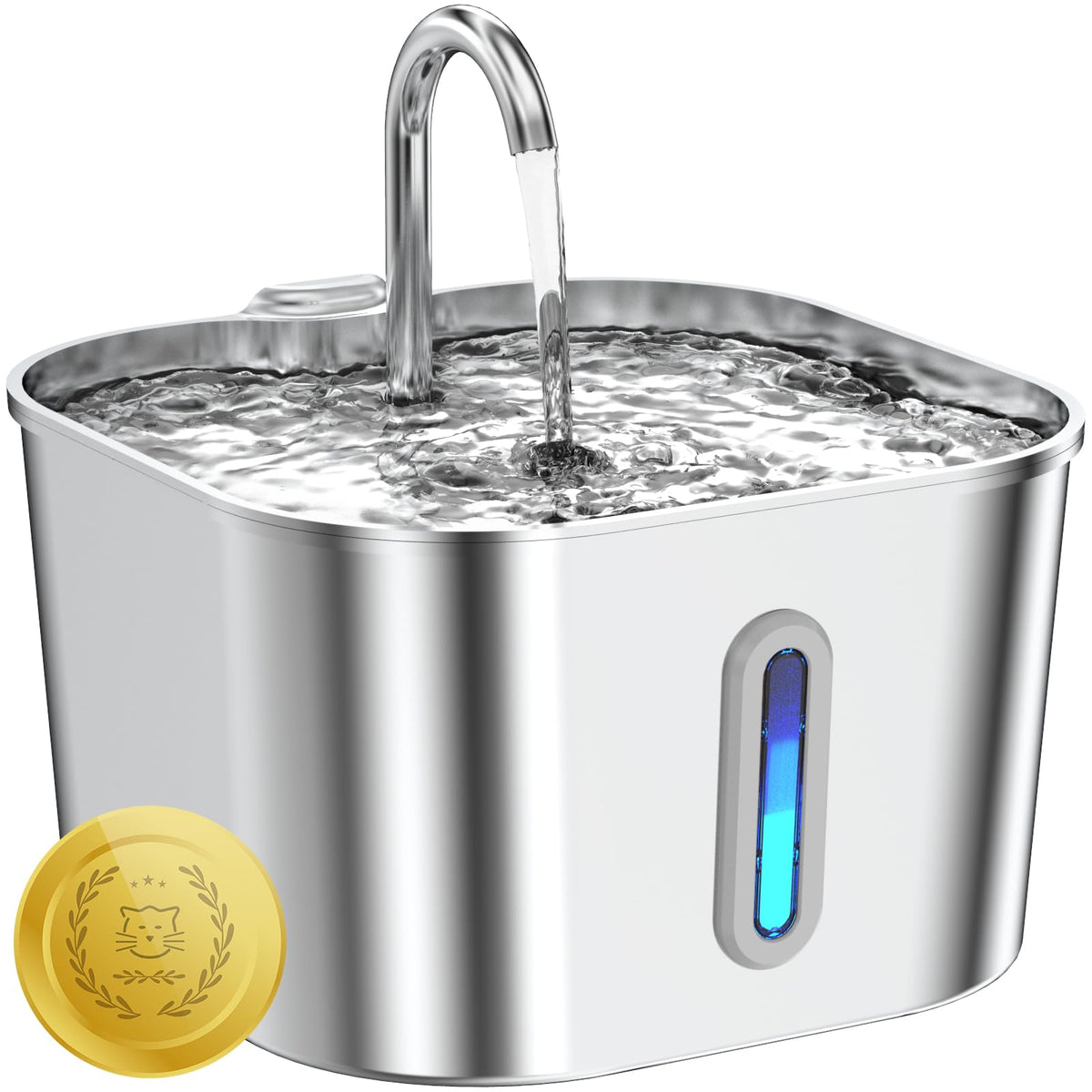 Lawfery cat water fountain 74oz capacity keeps multiple pets hydrated throughout the day.