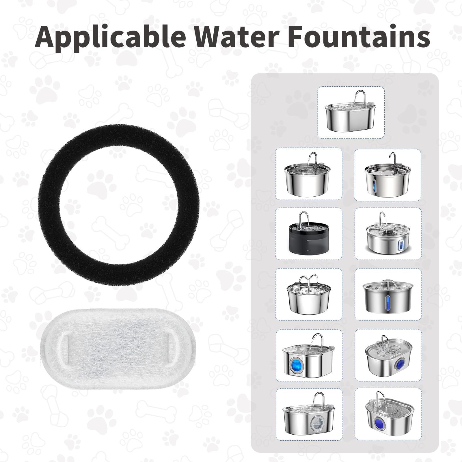 Lawfery cat water fountain filter sponge 8-pack closeup demonstrates debris-trapping sponge action.