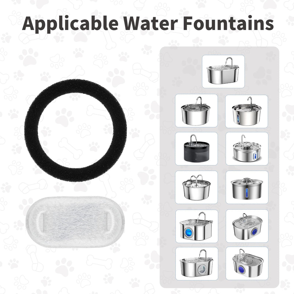 Lawfery cat water fountain filter sponge 8-pack closeup demonstrates debris-trapping sponge action.