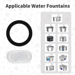 Lawfery cat water fountain filter sponge 8-pack closeup demonstrates debris-trapping sponge action.