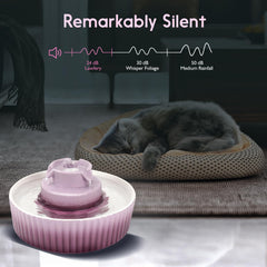Lawfery ceramic cat water fountain 2L capacity ensures continuous hydration for multiple pets.