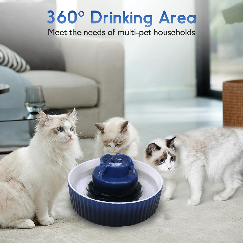 Lawfery ceramic fountain 360° drinking area, easy access from any angle.