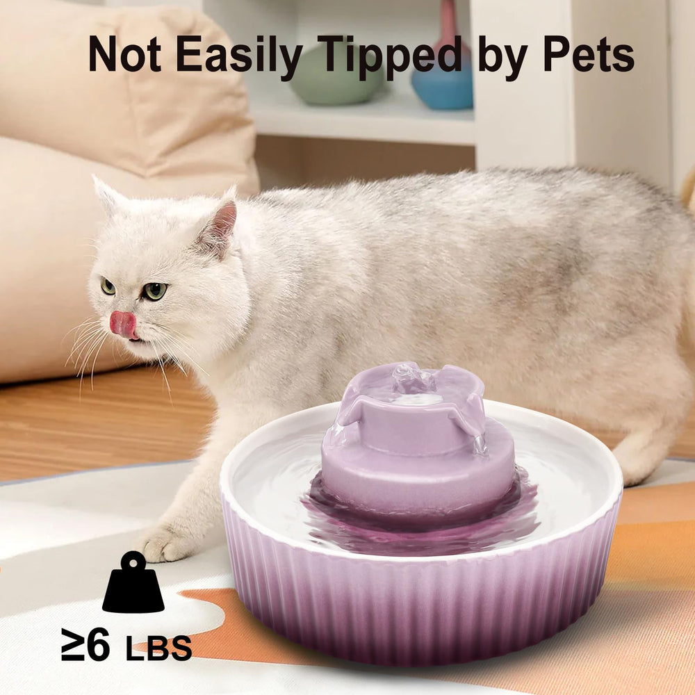 Lawfery ceramic cat water fountain easy-clean surface simplifies maintenance and quick wipe-down.
