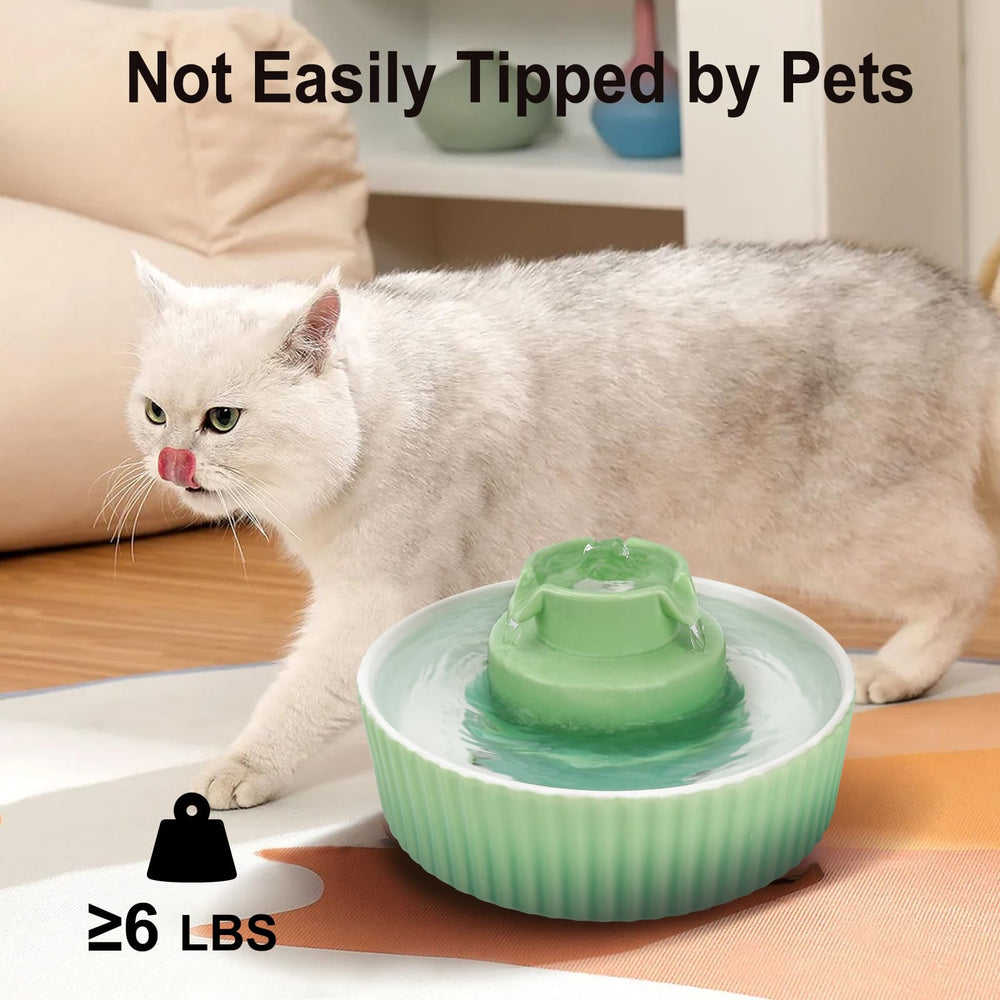 Lawfery ceramic cat water fountain ready-to-use setup for quick everyday use.