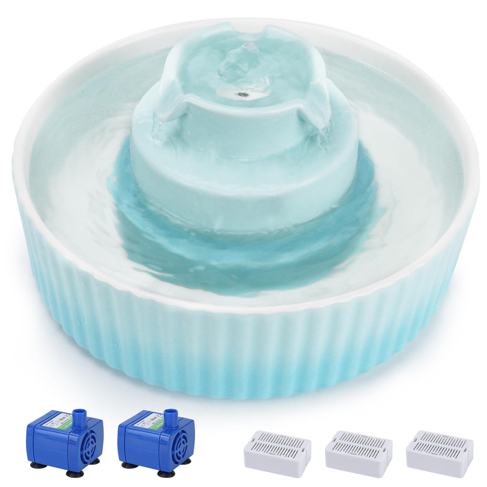 Lawfery ceramic cat water fountain tank view highlighting durable, scratch-resistant construction.