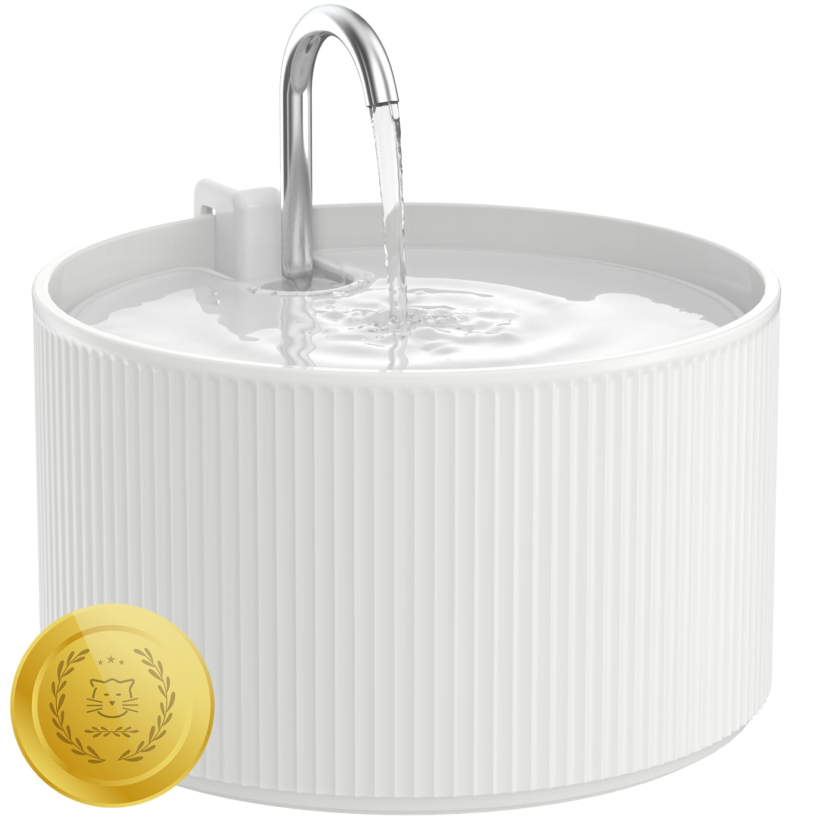 Lawfery ceramic water fountain front view promotes fresh hydration for indoor cats.