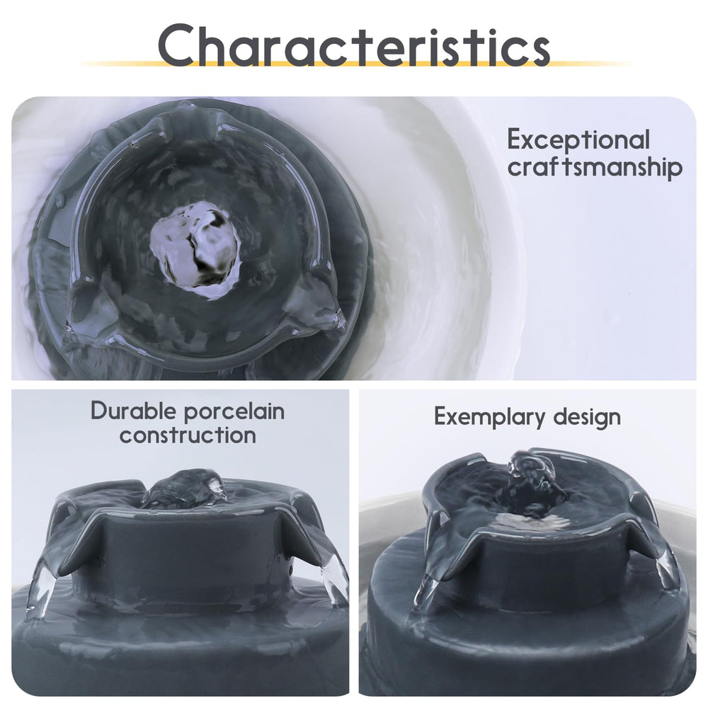 Lawfery Cupcake Fountain 2L capacity ensures continuous water access for pets.