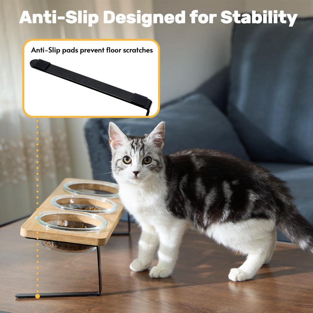 Lawfery Elevated Cat Bowls full dining set suits households with multiple pets.