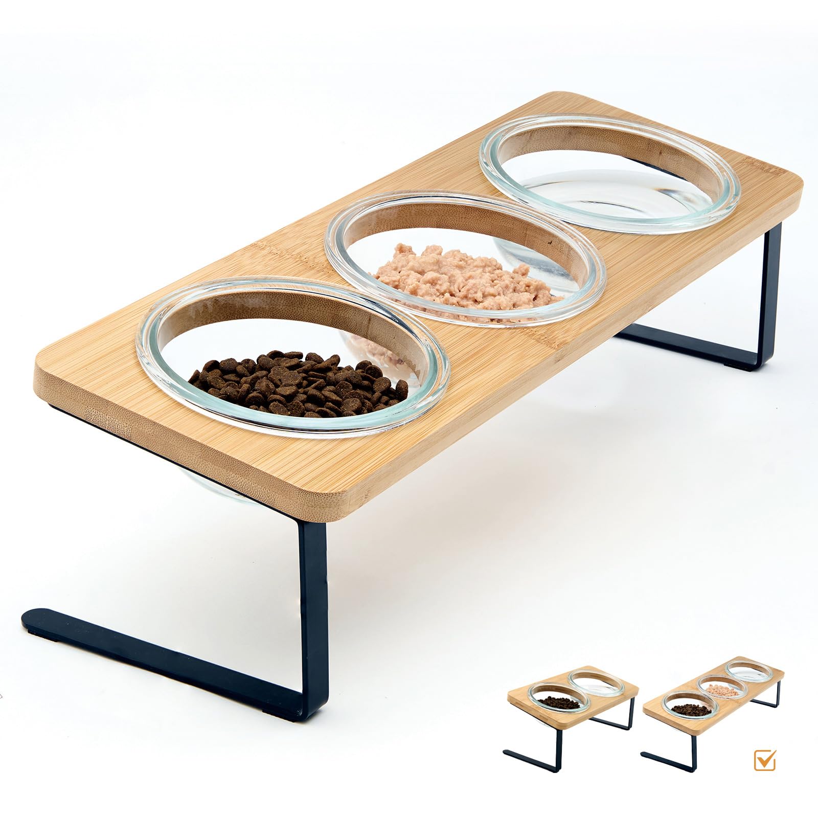Lawfery Elevated Cat Bowls glass bowls are durable and easy to clean for daily meals.