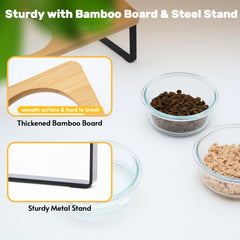 Lawfery Elevated Cat Bowls metal stand offers stability and floor protection during meals.