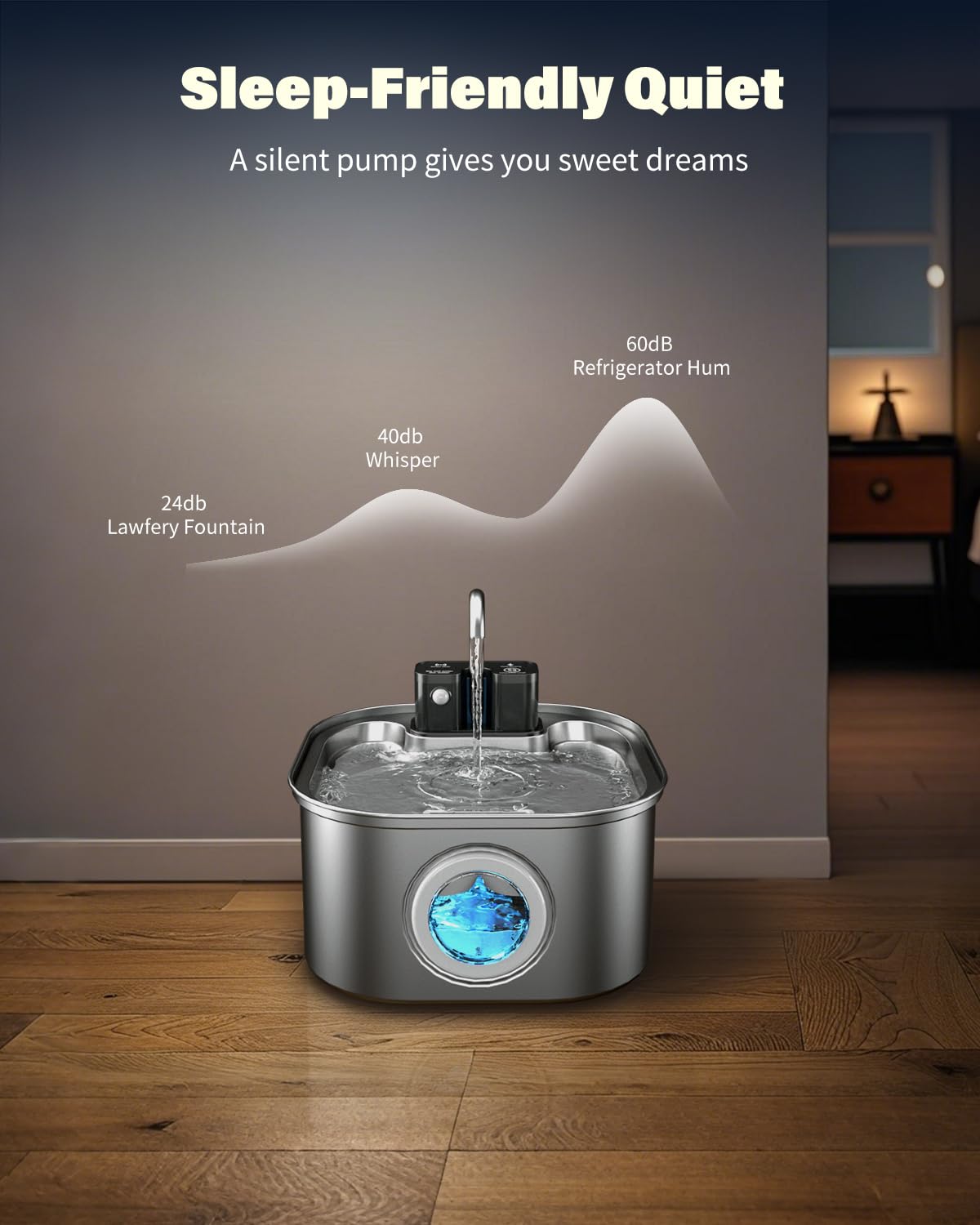 Lawfery filtration with carbon and sponge captures odors and debris.