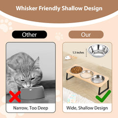Lawfery tilted cat feeder demonstrates improved feeding posture during meals.