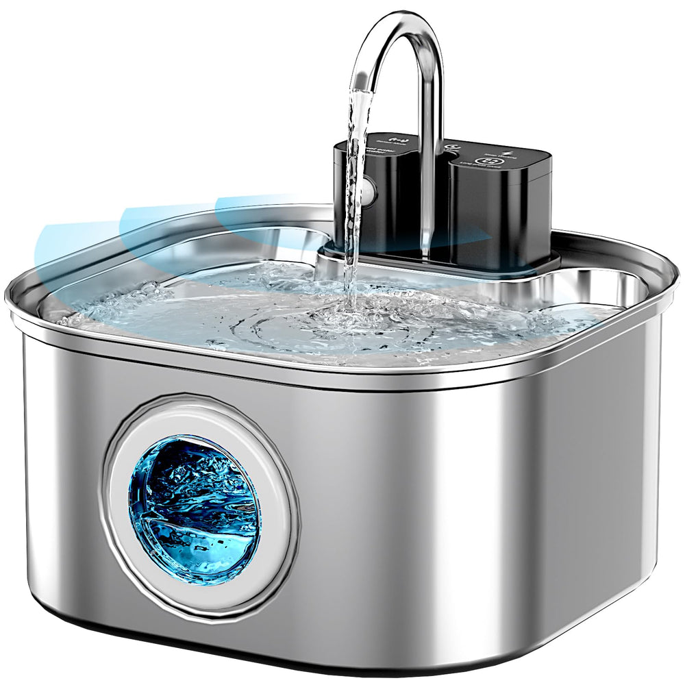 Lawfery Wireless Cat Water Fountain stainless steel body for durable hydration.