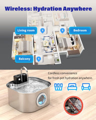 Lawfery fountain with one-button control and three drinking modes for pets.