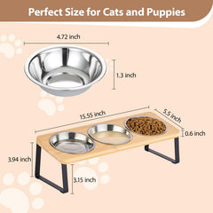 Lawfery wooden stand provides durable, stable support for pets during meals.