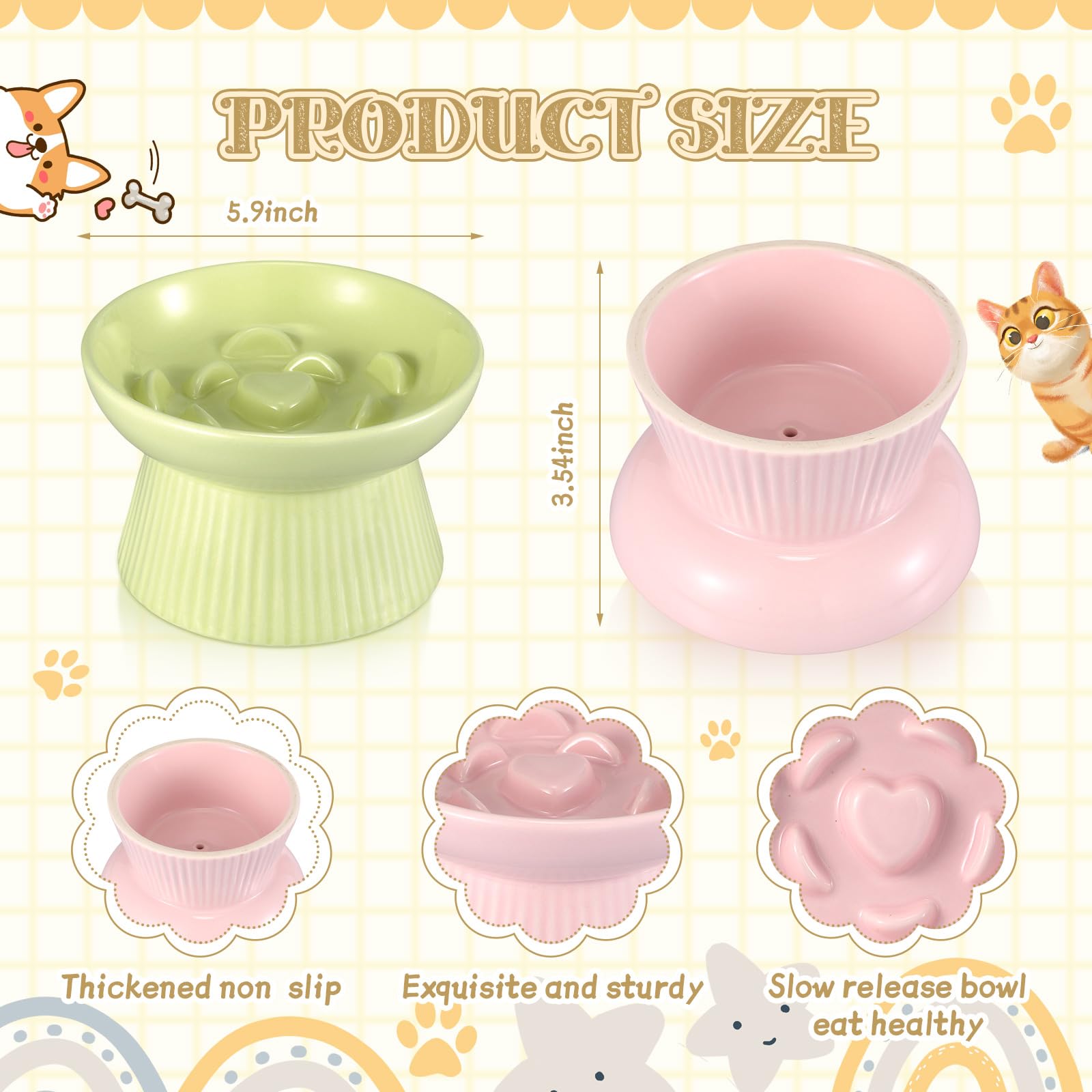 Layhit ceramic bowls in green and pink, top view emphasizes smooth glaze and meal-friendly size