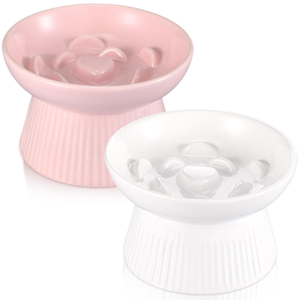 Layhit two-pack raised cat bowls—ceramic set for easy mealtime upgrades.