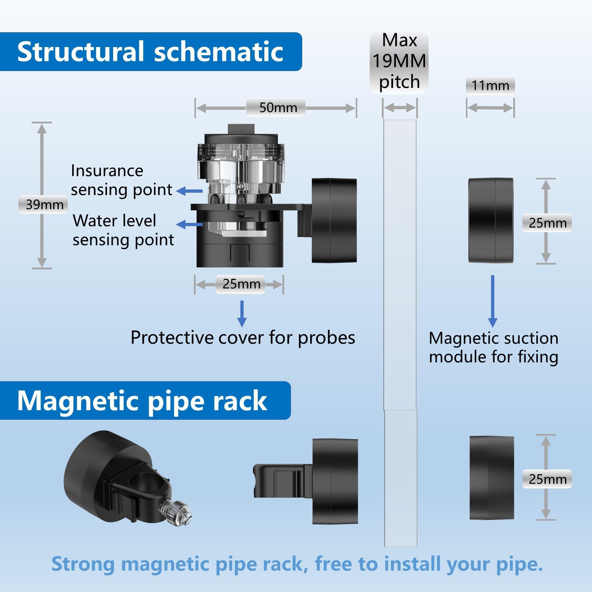 LAZYBONE AQUA ATO NG11 strong magnetic mount enables flexible installation on glass
