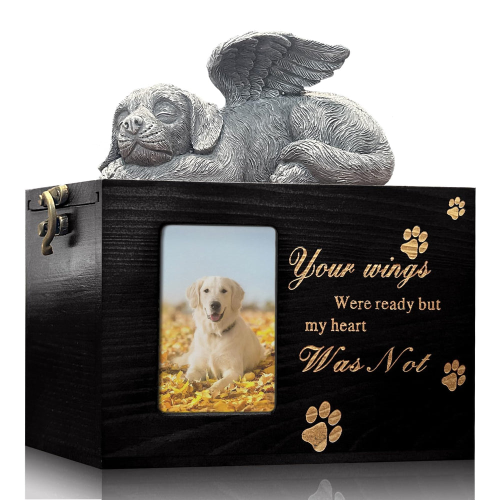 LAZYESTHER dog-urn-ash-box-black shows a sturdy keepsake for cherished ashes