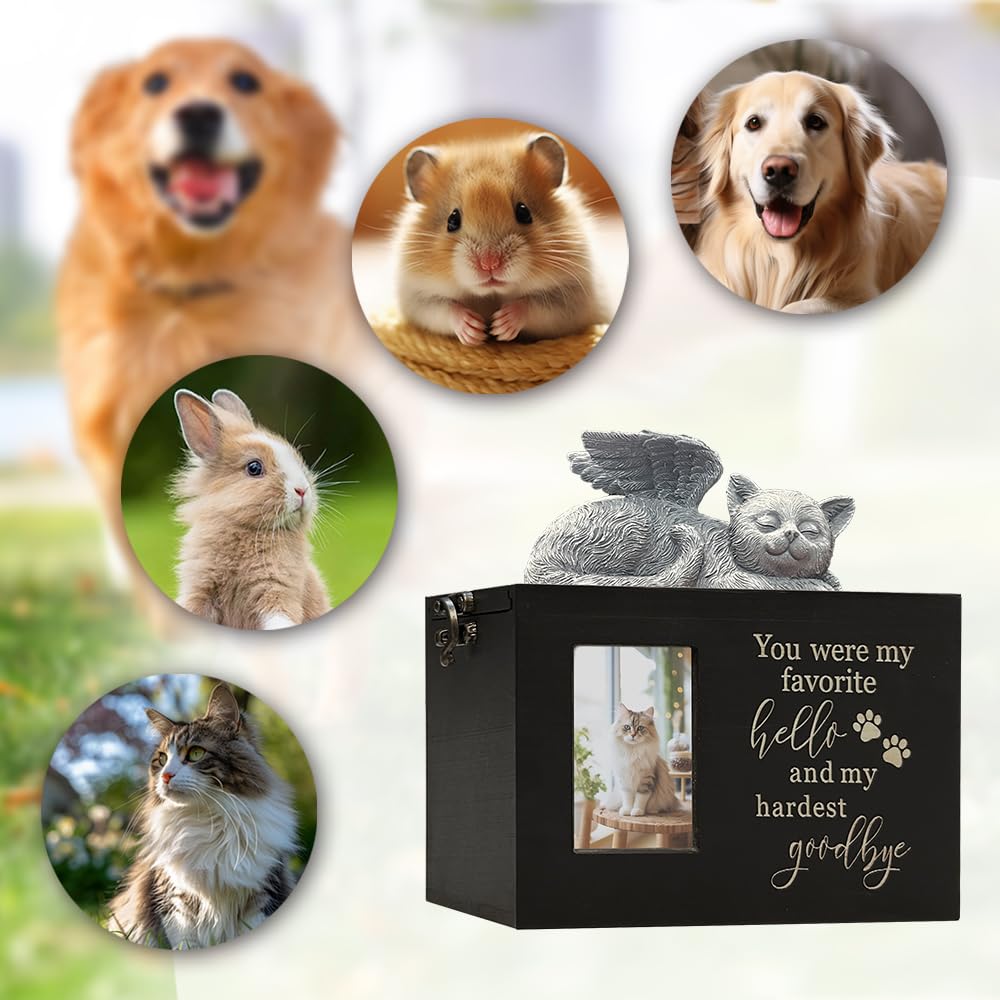 LAZYESTHER pet urn dog-angel-decor adds a comforting memory marker.