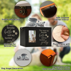 LAZYESTHER pet urn solid-wood-material emphasizes sturdy, long-lasting memorial.