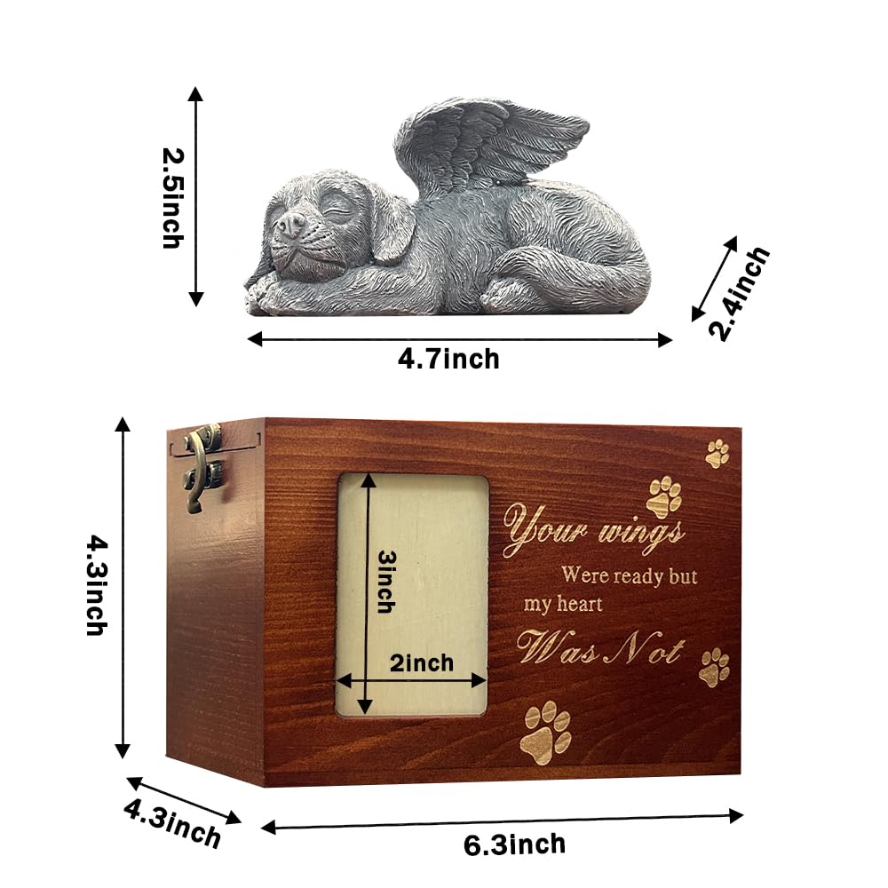 The LAZYESTHER dog urn with top-opening lid demonstrates secure storage for ashes.