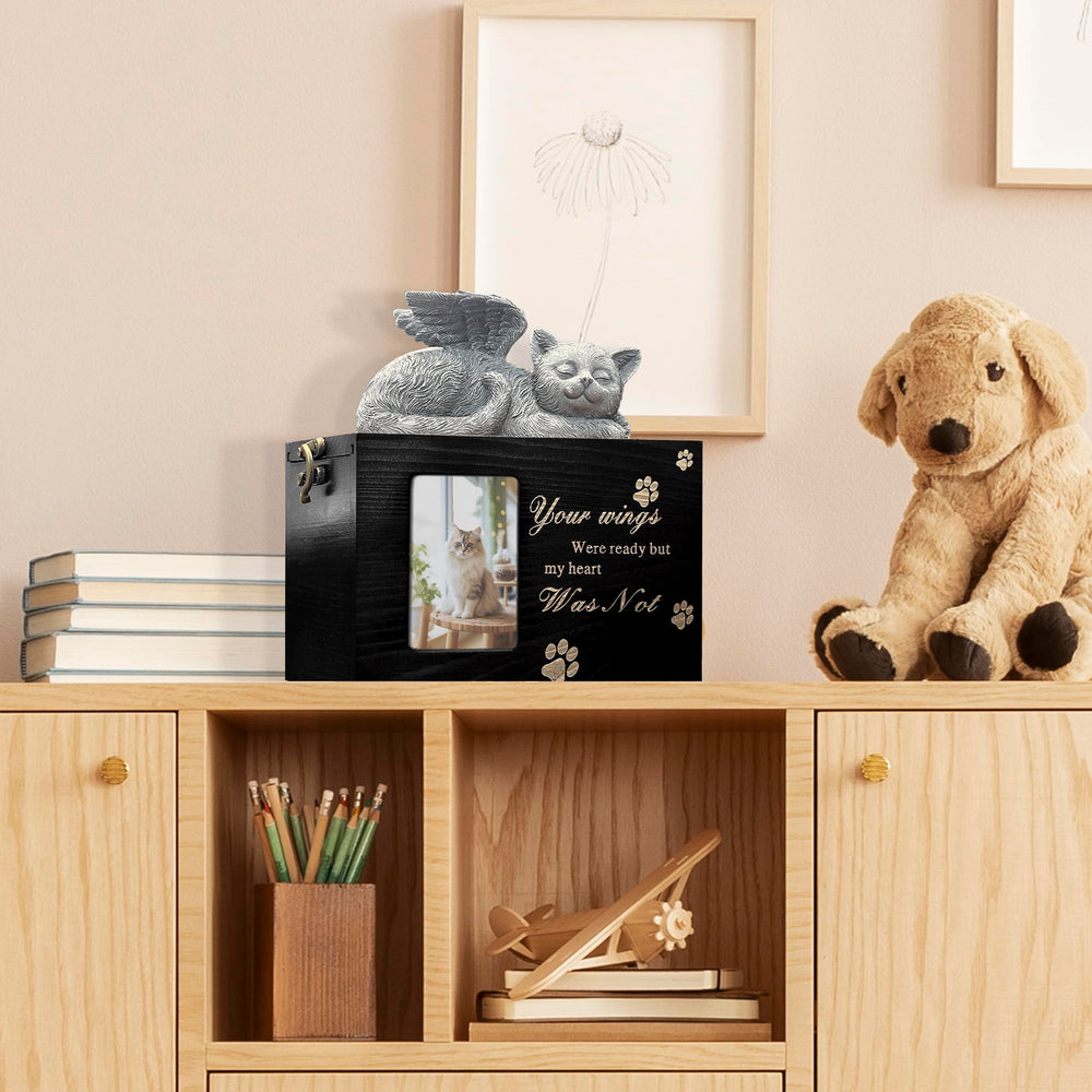 LAZYESTHER cat urn flannel interior protects remains with gentle lining