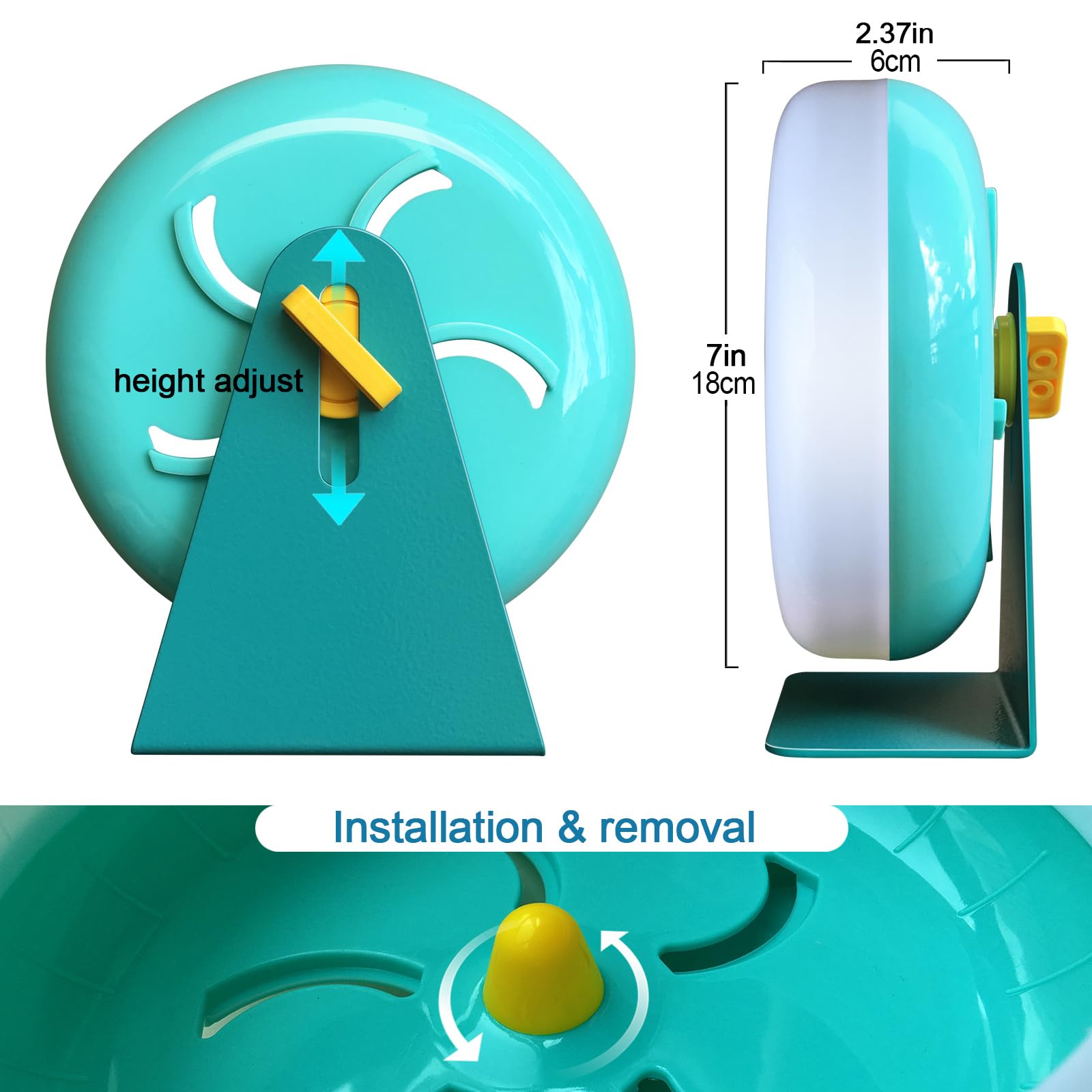 lazyyzal hamster silent wheel 7in blue in-cage-use — quick setup for any wire cage