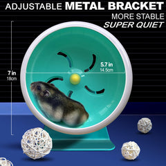 lazyyzal hamster silent wheel 7in blue inside bearing — smooth, near-silent rotation