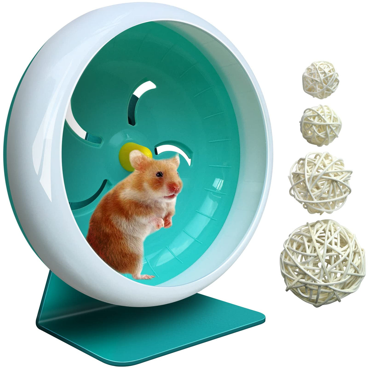 lazyyzal hamster silent wheel 7in blue side view — quiet exercise for night-time running