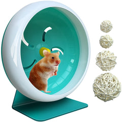 lazyyzal hamster silent wheel 7in blue side view — quiet exercise for night-time running